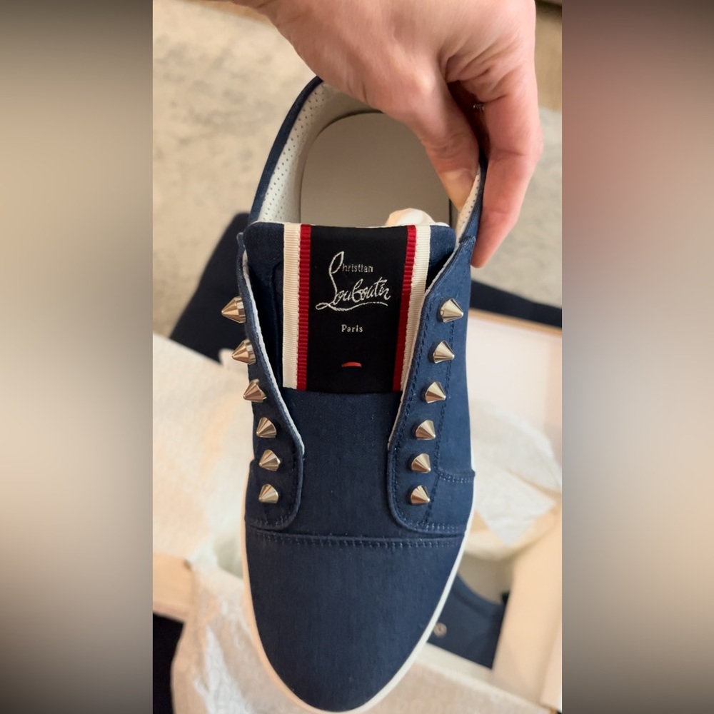 Christian Louboutin Denim Spike Sneakers – Size 38.5 – Worn Once w/ Box